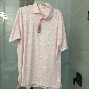 New W Tags Never Worn Peter Millar Orange and White Polo Shirt Summer Comfort